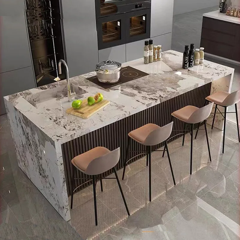 product ydstone light mobile dining table storage integrated kitchen cabinet sintered stone kitchen island counter top-12