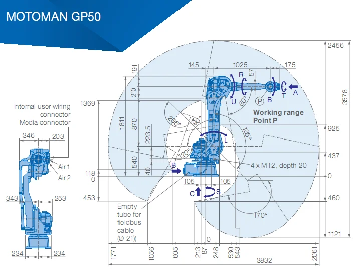6 Axis Robot Arm YASKAWA GP50 Pick and Place Machine 50kg Payload 2061mm Reach Arm Industrial Robot With Schunk Gripper