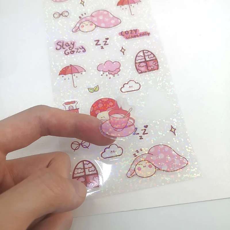 Planner Stickers Custom Vinyl Waterproof Printing Adhesive Printed Cosmetic Holographic Sticker Washi Paper Korean Sticker Sheet