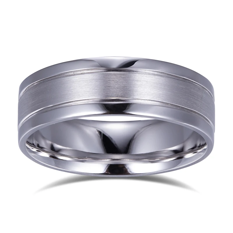 9K Solid White Gold Men's Wedding Ring Custom-Made OEM