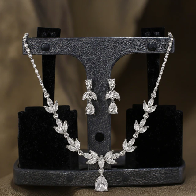 Luxury Bride Wedding Jewelry Set - Cubic Zircon Necklace and Earring Set  Bridal Accessories