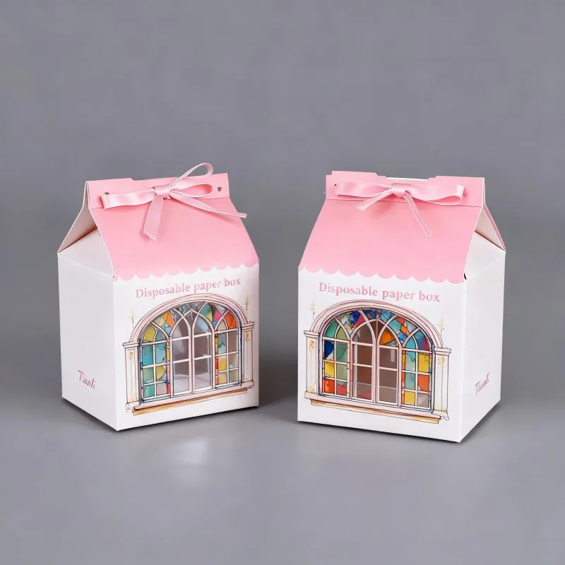 product small food cake bakery box sweet candy biscuit cookies packaging with handle fast food take away takeout box-3