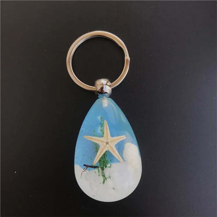 Fashion Luminous Shell Starfish Charm Keychain for Women Seaworld Crystal Glow in Dark Key Chains Men Trinket Jewelry Gift