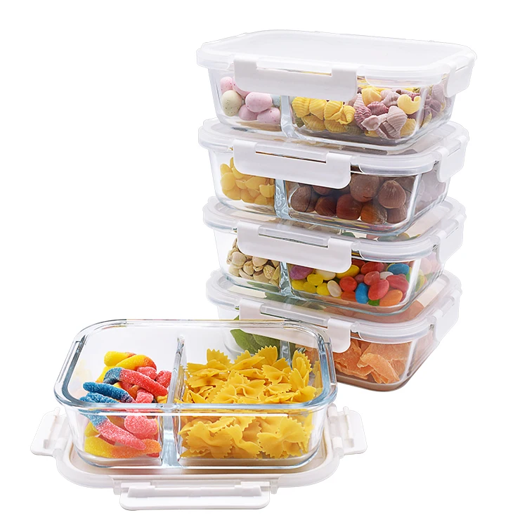 1pc 1040ml Glass Lunch Box With Dividers, Microwave Safe, Steaming &  Heat-resistant, With Lid, Sealable Container For Meal Preparation And  Storage