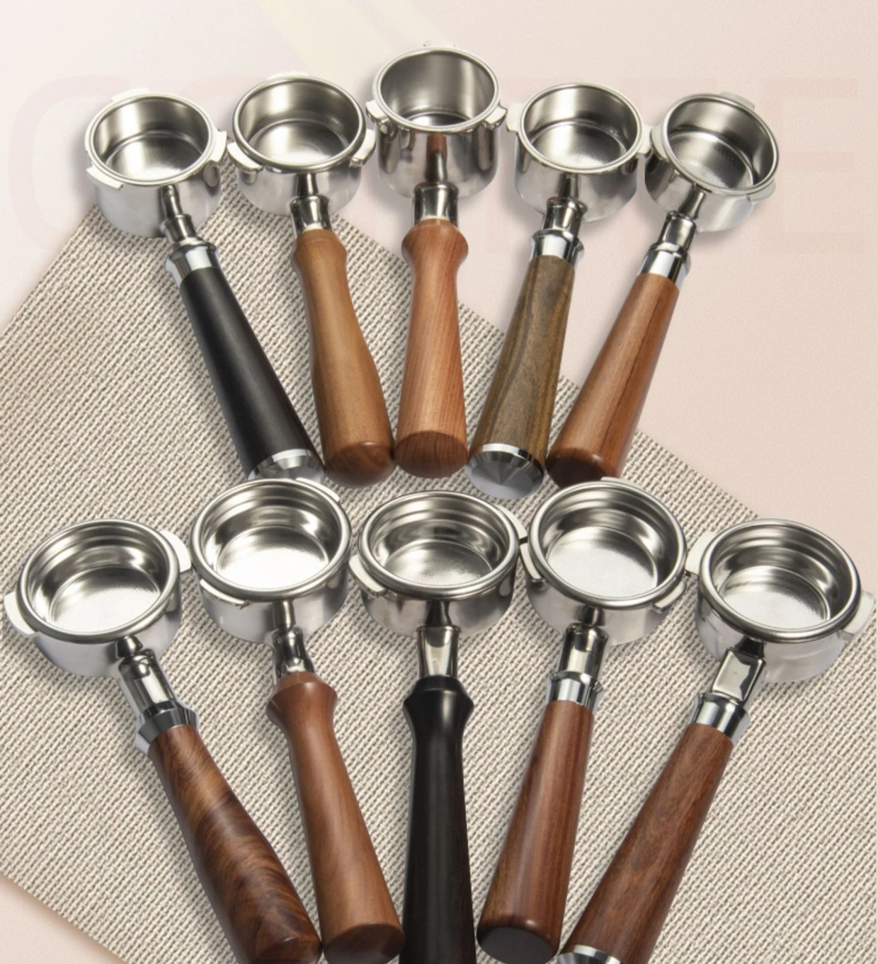 Custom Logo 51mm 54mm 58mm Stainless Steel Coffee Portafilter Double Spouts 2 Cup Basket Fit for E61 Grouphead