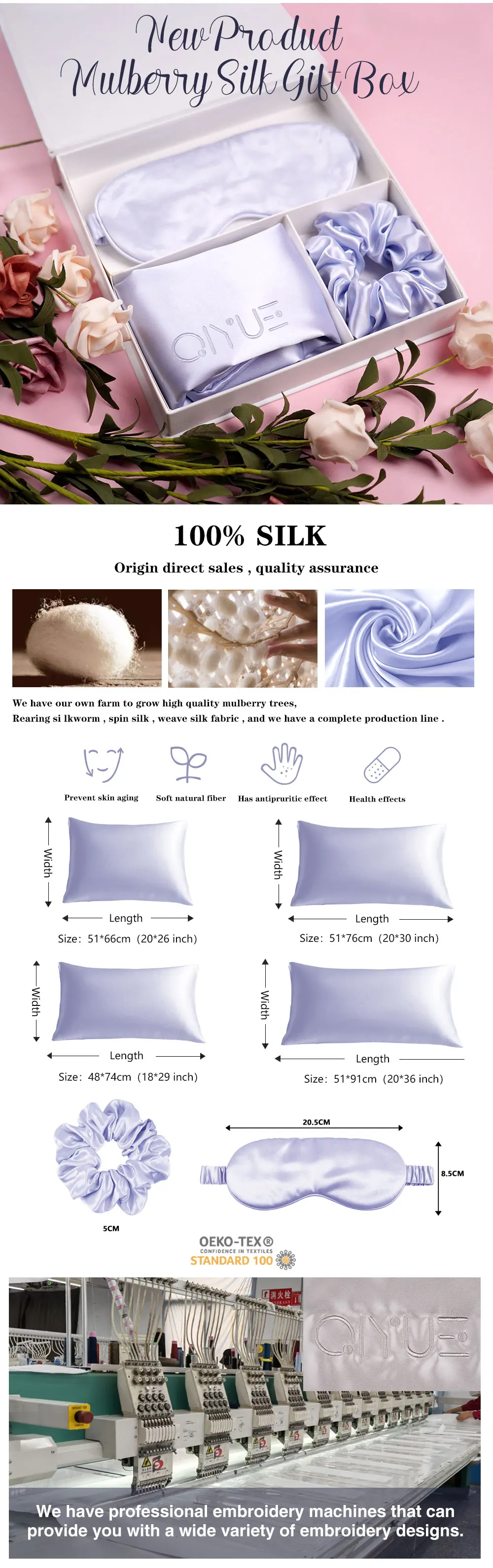 Direct Selling 100 Mulberry Silk Pillowcase Set With Scrunchies