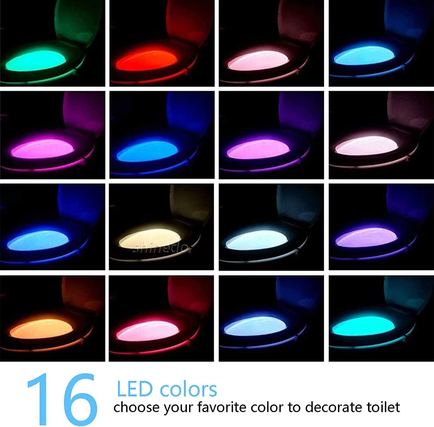 16 Colors Waterproof Smart Motion Sensor Toilet Light Human Induction Led Night Light Toilet Bowl Light for Bathroom WC Washroom