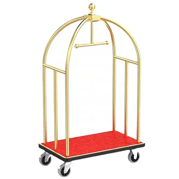 Hotel lobby welcome luggage trolley airport titanium stainless steel luggage handling tool trolley