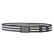 Carosung Custom Stars Flip Top Buckle Cotton Canvas Belt in 35mm Black And White Elastic Loop Fabric Cotton Belts