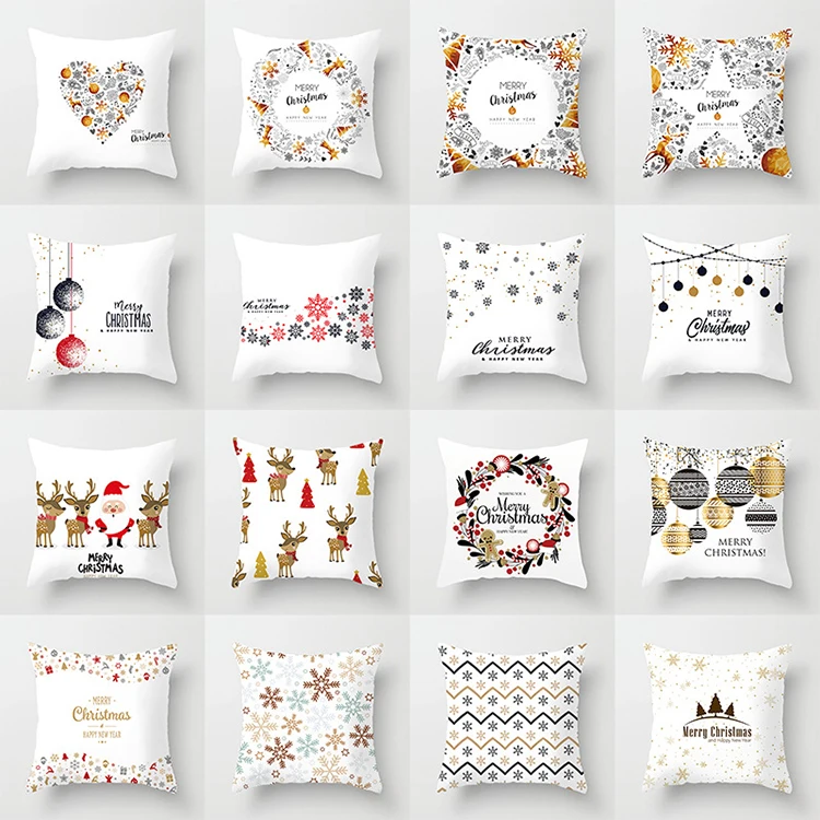 Cushion Cover Christmas Pillow Case Navidad for Home Santa Claus Christmas Ornaments Xmas Decoration Supplies New Year 2022