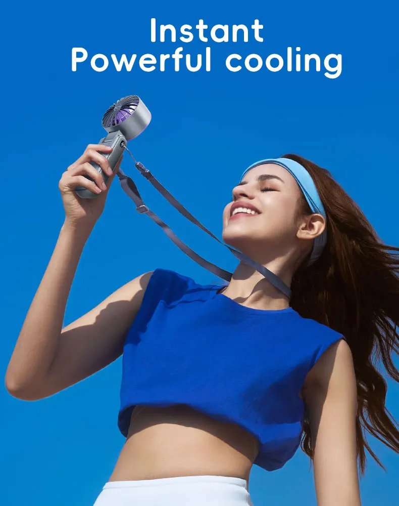Handheld Neck Fan, Portable, ABS, Brushless, 8h - detail 4