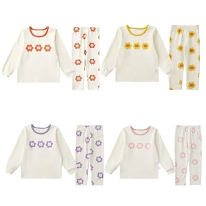 Wholesale Anti-pilling Printed Soft Cotton Child Pajamas for Baby Girls Long Sleeve Kids Home Wear Girls Sleepwears