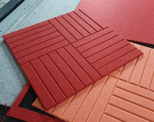 Polyester Fiber Sound Absorption Carved Grooved Acoustic Wall Panel for Cinema