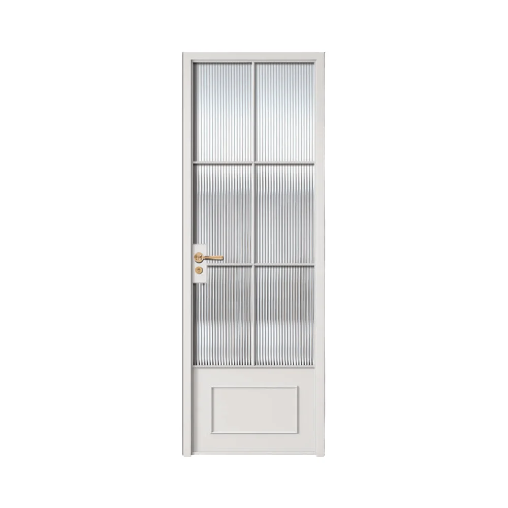 Modern French Style Fire Prevention Finished Door Aluminum Alloy Metal Frame with Glass for Living Room Kitchen Laundry