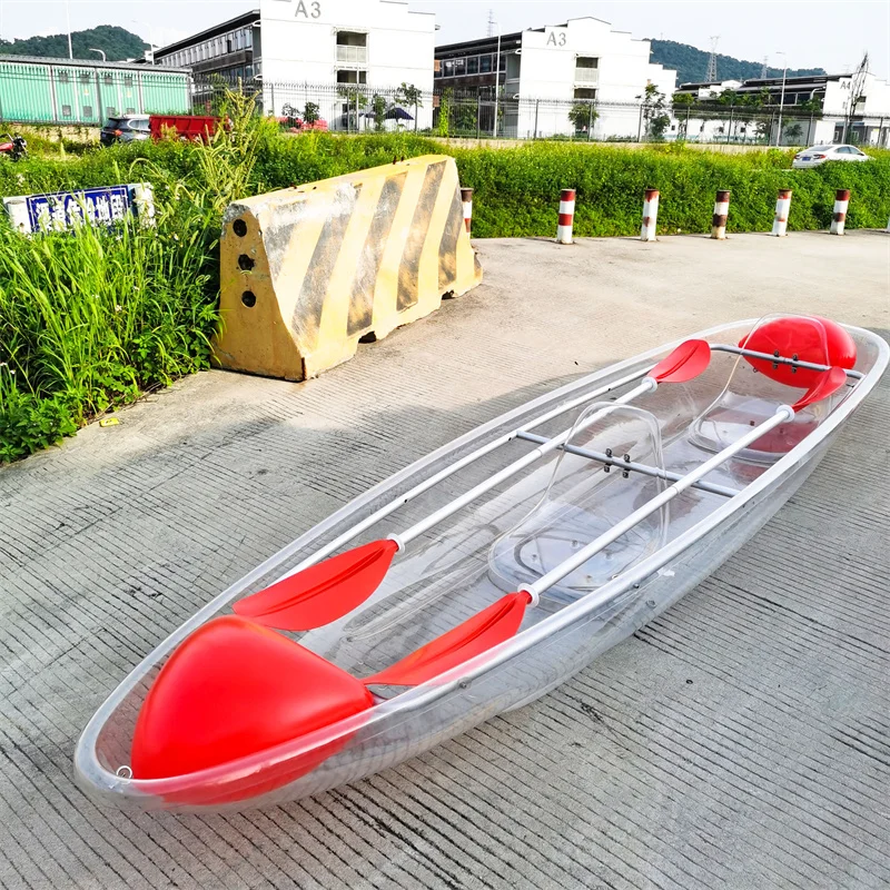 Clear Canoe Plastic Modular Boats 2 Person Clear Glass Kayak Transparent Kayak With Paddle