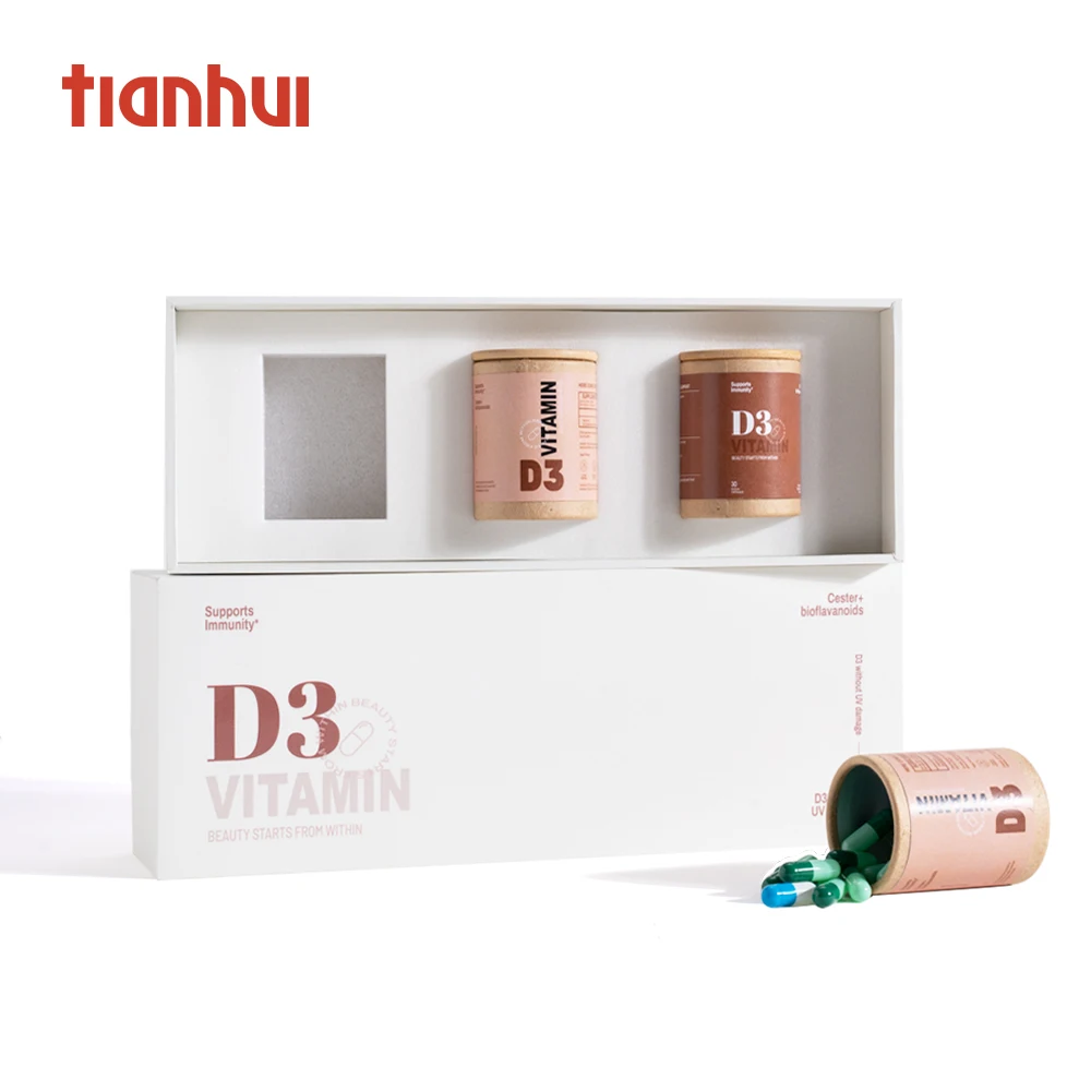 Tianhui – boîtes en papier vides simples et pures, blanc pur, Mini emballage en Tube de papier, coffrets cadeaux pour capsules de santé et vitamines