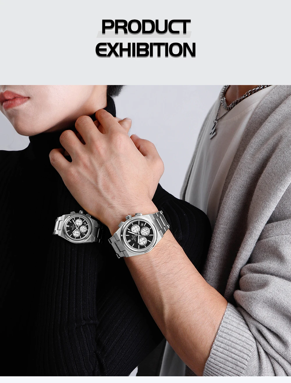 NAVIFORCE NF8048G/L Chronograph Stainless Steel Bracelet Couple 8048 Brand Women Watch Quartz Men Wristwatch Lover's Watches