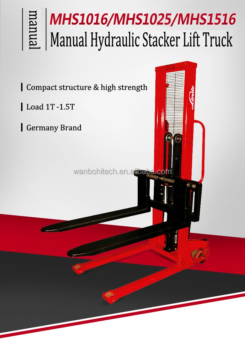 Linde Hand Pallet Truck Mhs1016 1t Hydraulic Hand Pallet Stacker Lift