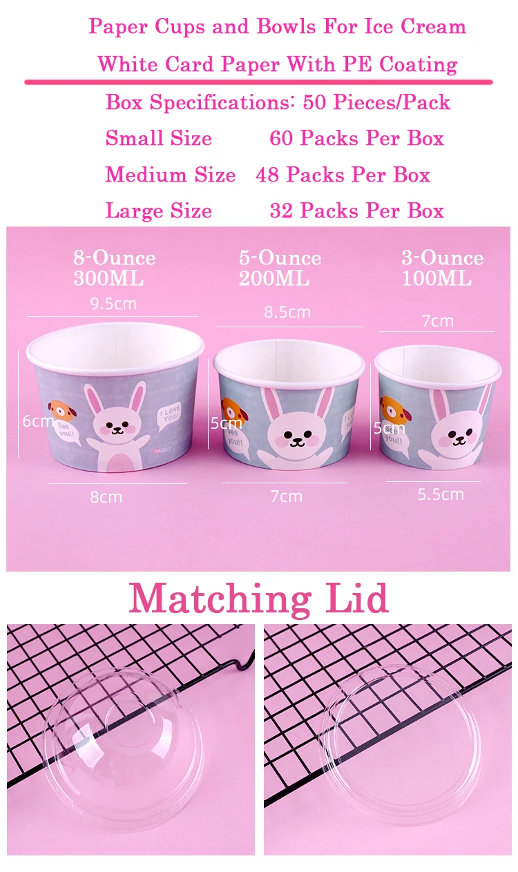 Wholesale Custom Printed Personal Logo Disposable 4oz Dessert Bowl