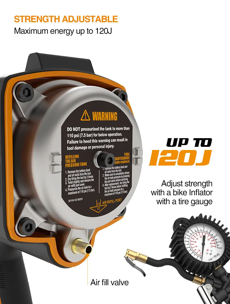 Freeman 14 Gauge Heavy Duty Strong Concrete Fastener Nailer Akku