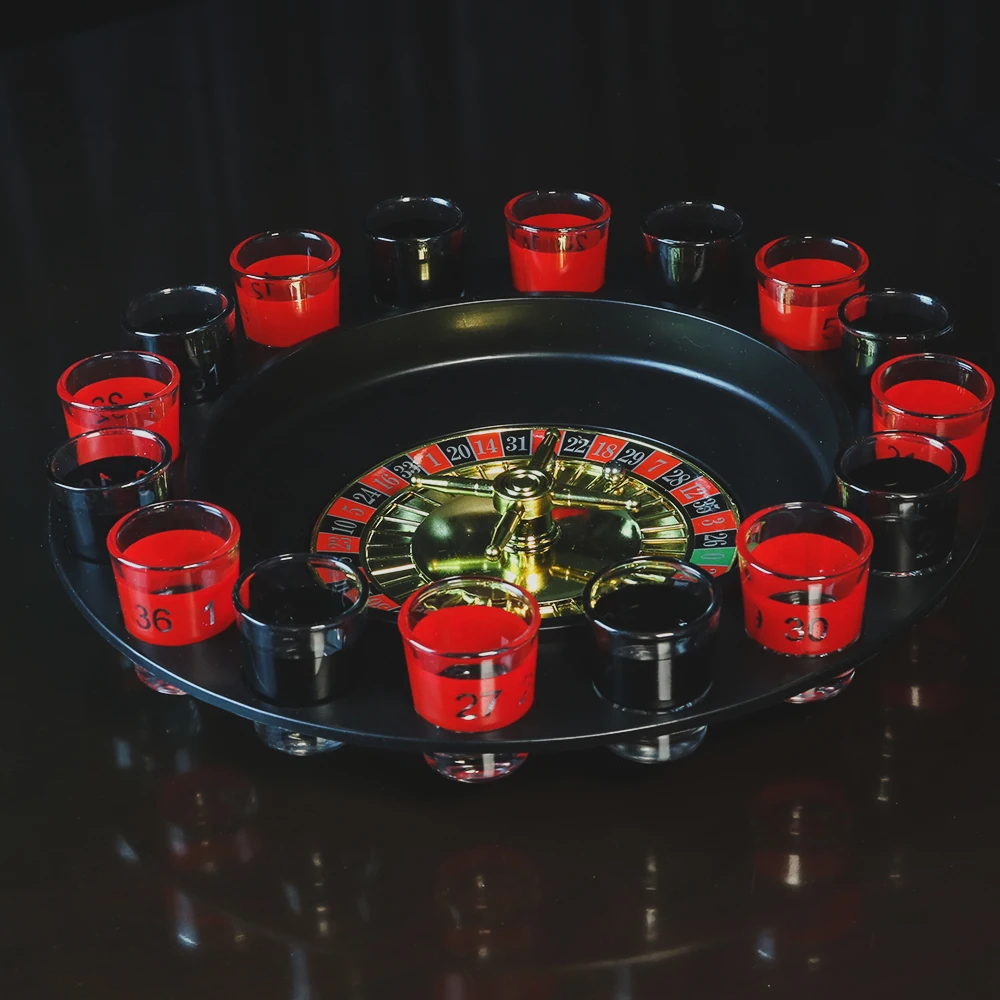 16 Pcs Cups Shot Glasses Roulette Drinking Game Set For Adults,Gambling