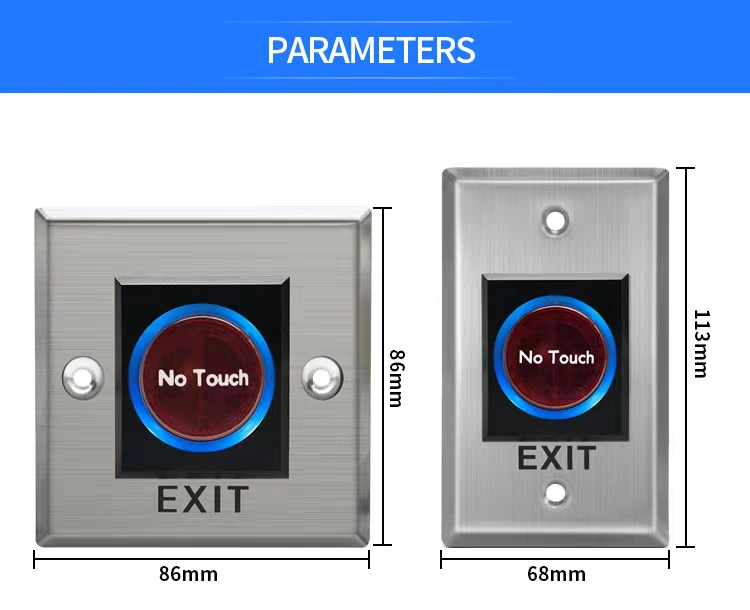 Infrared Exit Button No Touch Exit Button Touchless Door Release for Access Control System