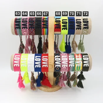1pc 126 Designs Wholesale Embroidery Bracelet NO LOGO Friendship Vintage  Wristband With Tassel Braided Rope Jewelry Gift