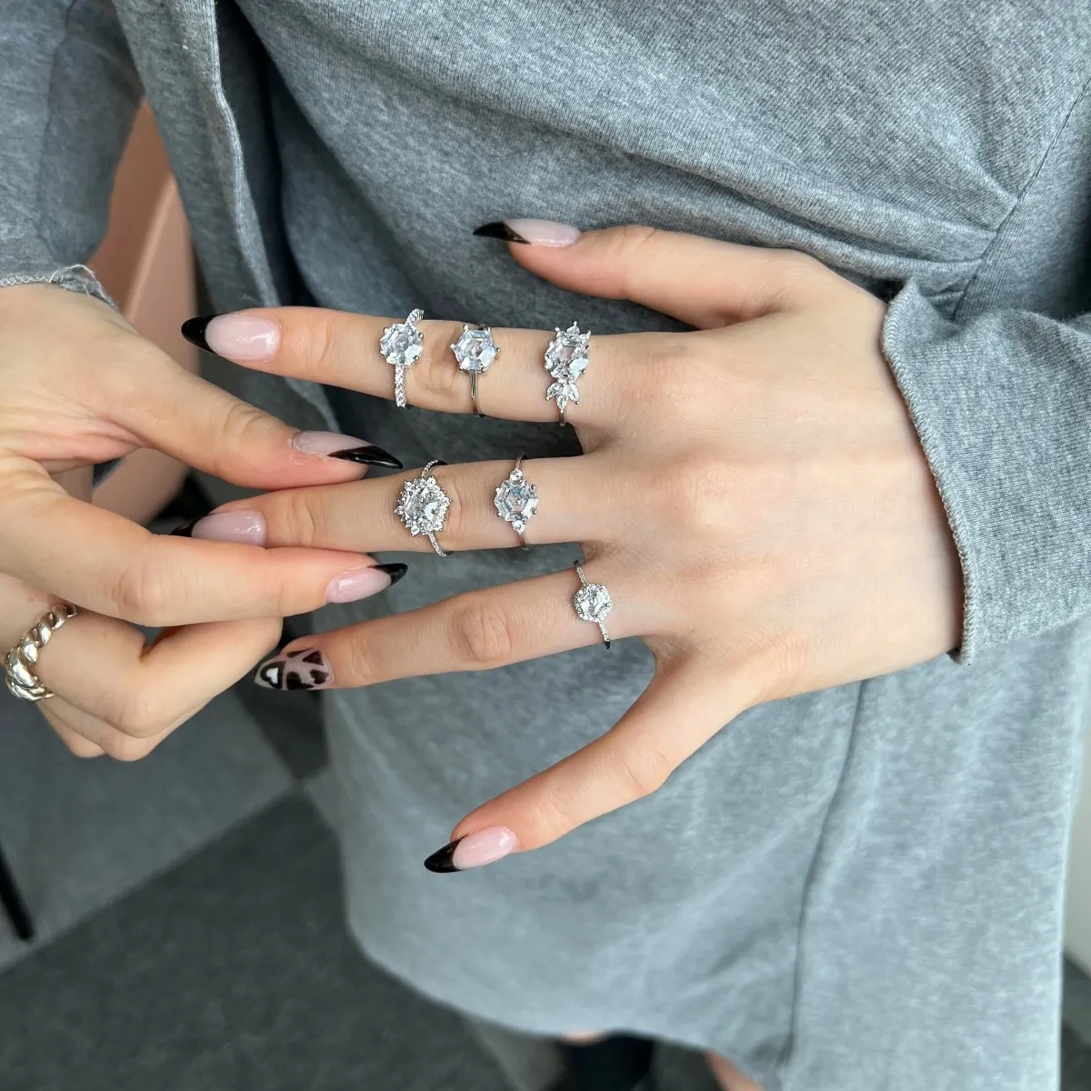 KAKODIY rings fashion trend jewelry hexagonal 925 Sterling Silver silver zircon wedding ring detail 6