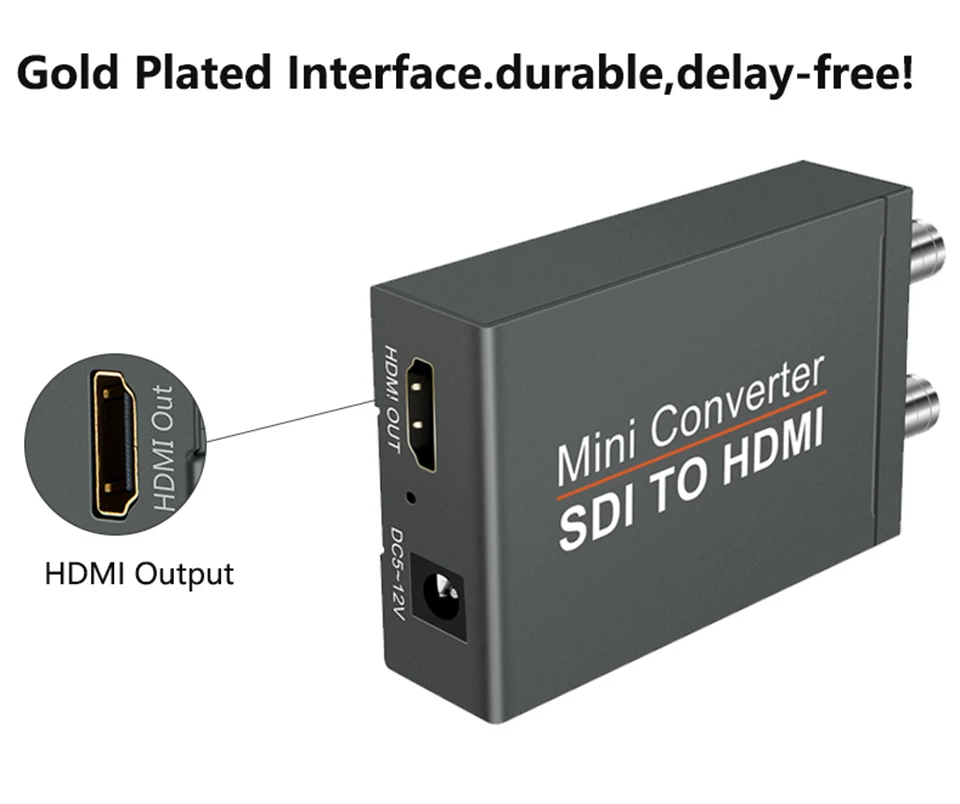 SDI to HDMI Converter Adapter with SDI Loop 1080P Audio Video Splitter Converter for Camera Projector SDI DCR