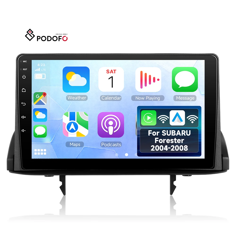 Podofo 9-inch 4+64G Android Car Radio for SUBARU Forester 2004-2008 Wireless Carplay/Android Auto GPS Wholesale OEM Manufacturer A8506A3662