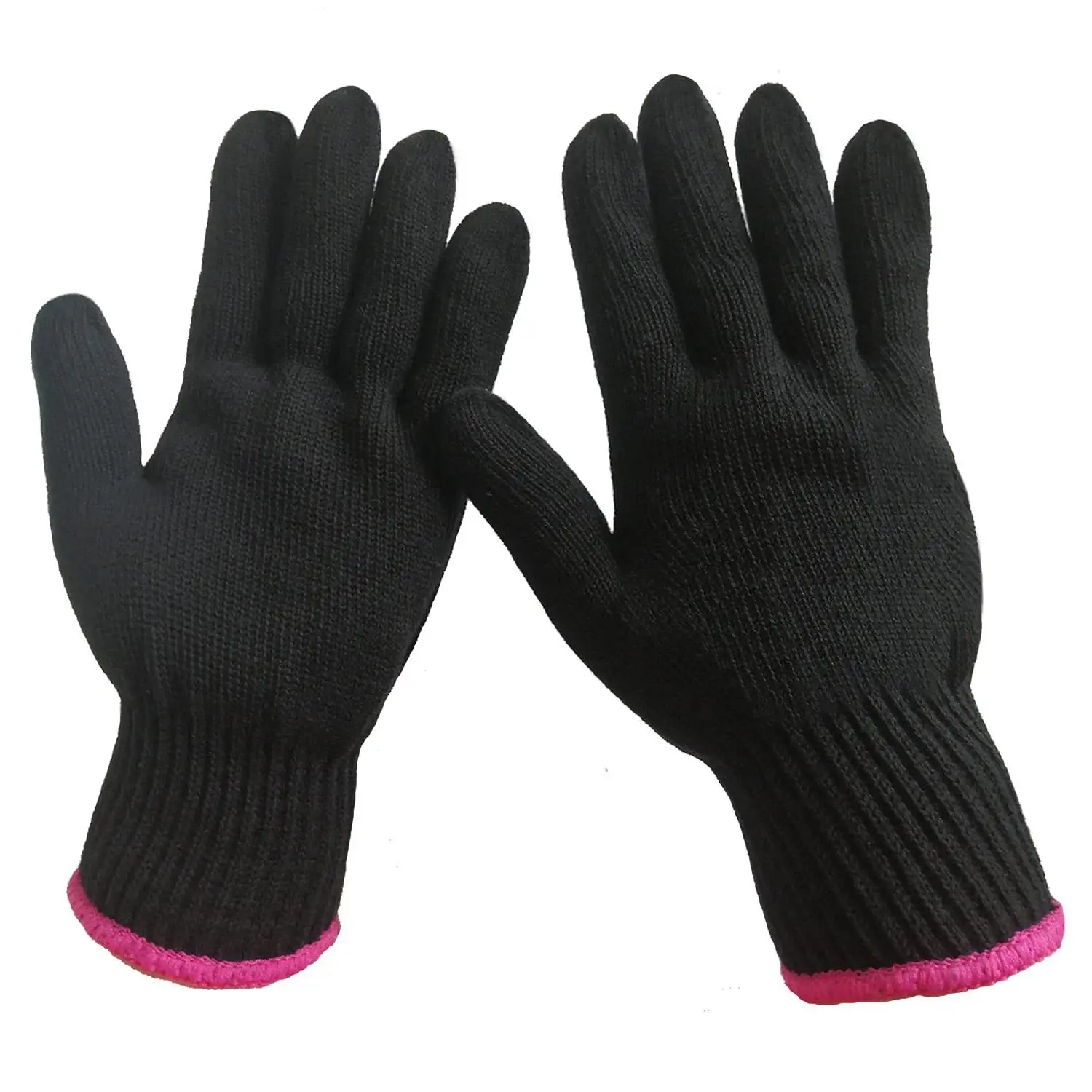 Biumart Heat Resistant Gloves for Hair Curler Straightener Hand Protection Silicone Anti-slip Black Gloves Hair Styling Tools
