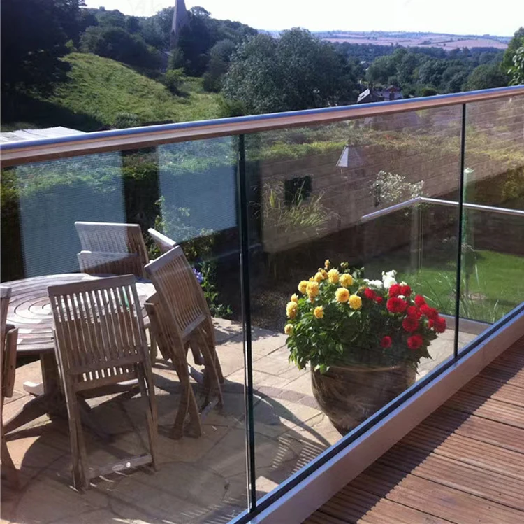 Frameless Balustrade Handrails Aluminum U Channel Glass Railing Base shoes Aluminum Deck Railing Glass Balconies Railing