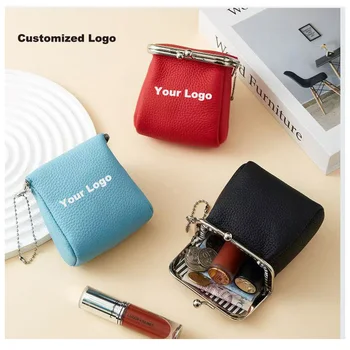 Fashion Mini Red Lipstick Genuine Leather Multifunctional Lipstick Box Convenient Storage Coin Bag Key Chains