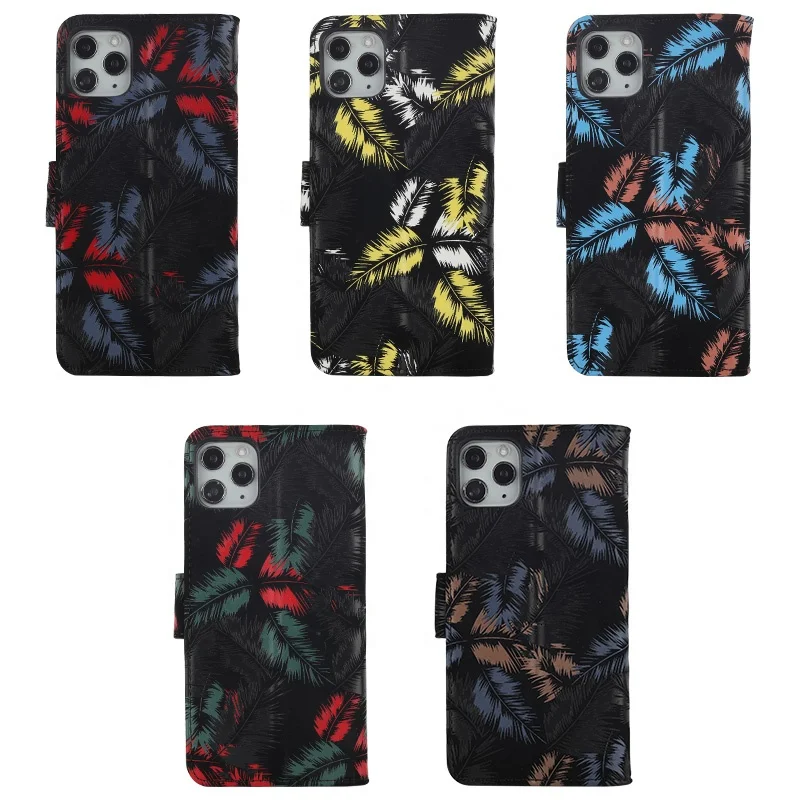 Luxury phone case Matte Feather Magnetic Leather for iphone 13 pro max phone case Wallet Card Flip cell phone case