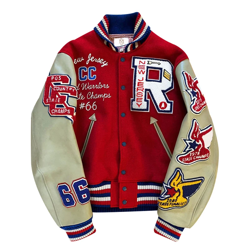 High Quality Custom Varsity Jacket for Men Stand Collar Windbreaker With Zipper Closure Autumn Fashion Streetwear Vintage Style