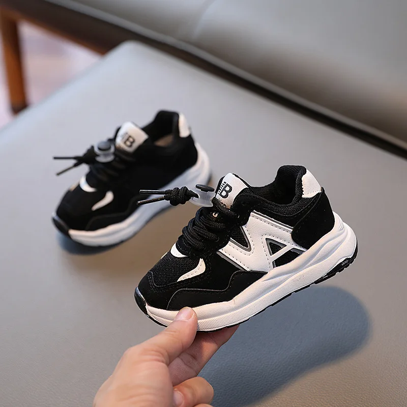 High Quality Lightweight Black Designer Mesh Kids Sneakers Boys