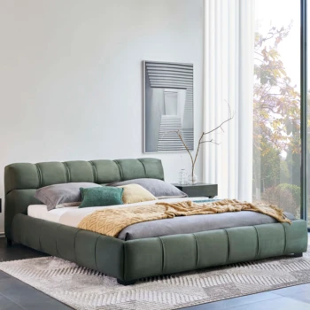 Manufacturers Modern King Size Bed Frame Artificial Leather Upholstered Beds Wood Solid for Home Hotel Double Size Bedroom Set