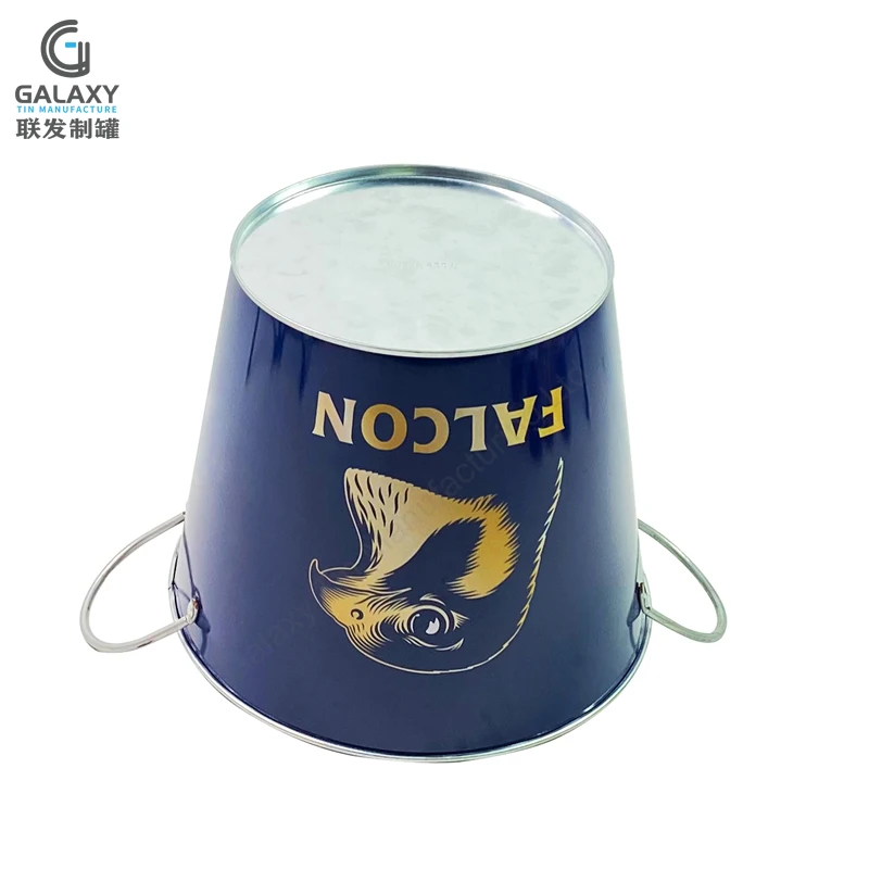 Customized Logo Galvanized Bucket 5L Galvanized Bucket for Beer Leakage Proof  Metal Ice Bucket for Beverage
