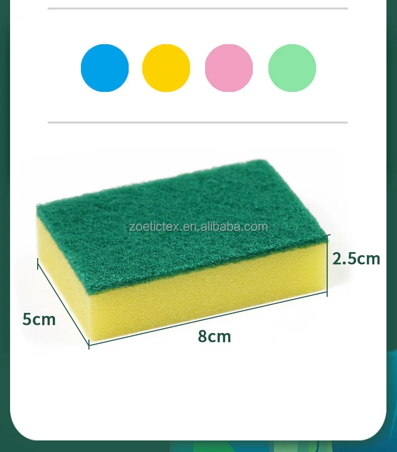 Dishwashing Sponge Scouring Pad Double Side Kitchen Cleaning Brush