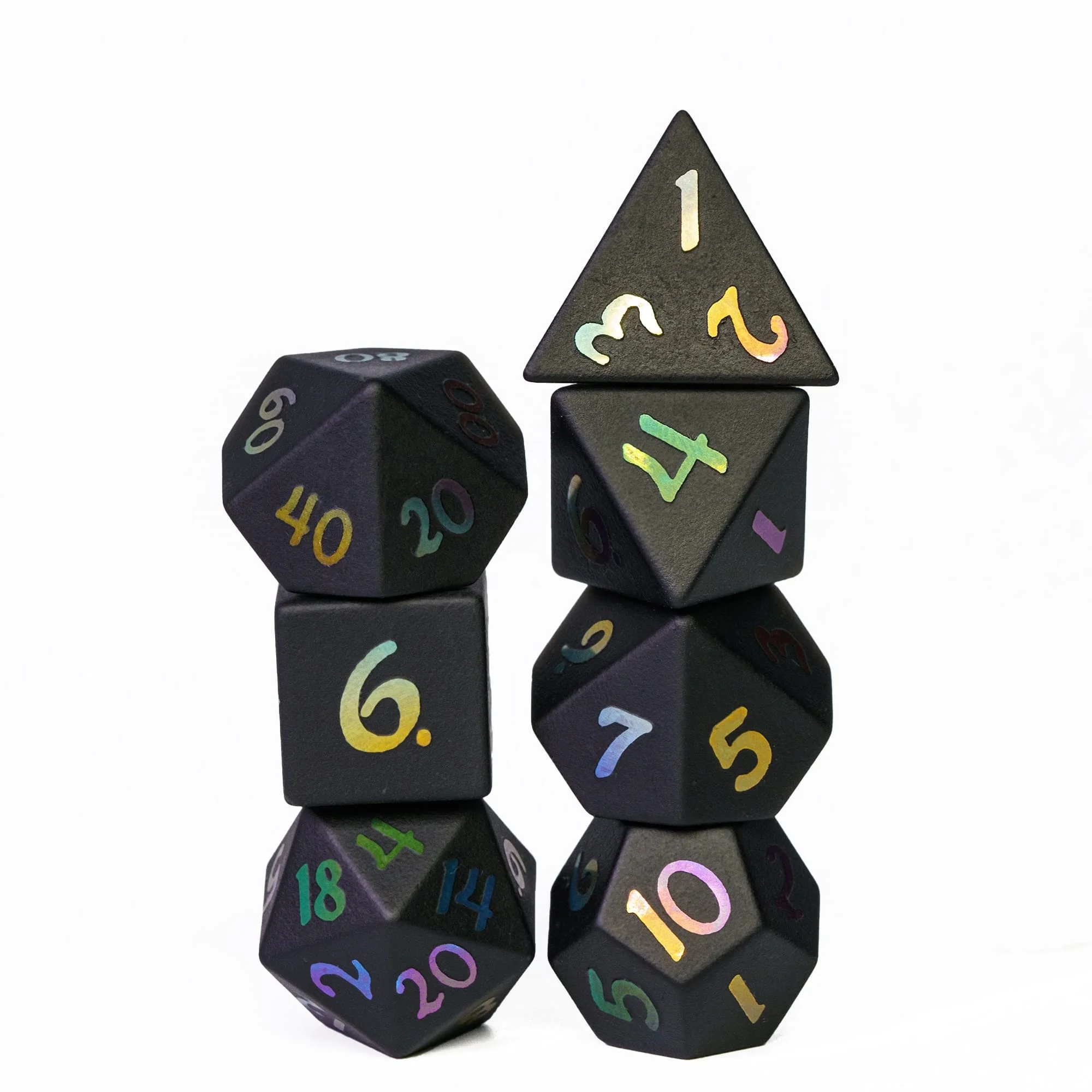Udixi Polyhedral Custom logo Dungeons and Dragons Stone Gemstone Gem Obsidian Cube D&d Dice Game Set