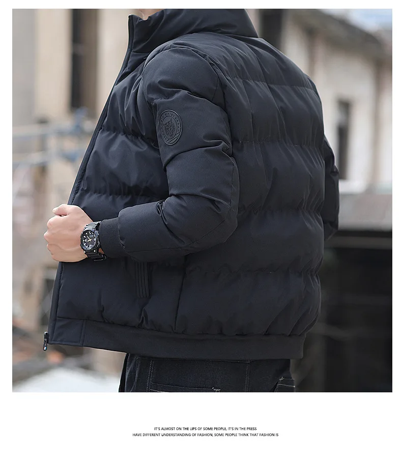 Men's Puffer Jacket Stand Collar Cotton Winter Warm Coat Slim_voghion.com