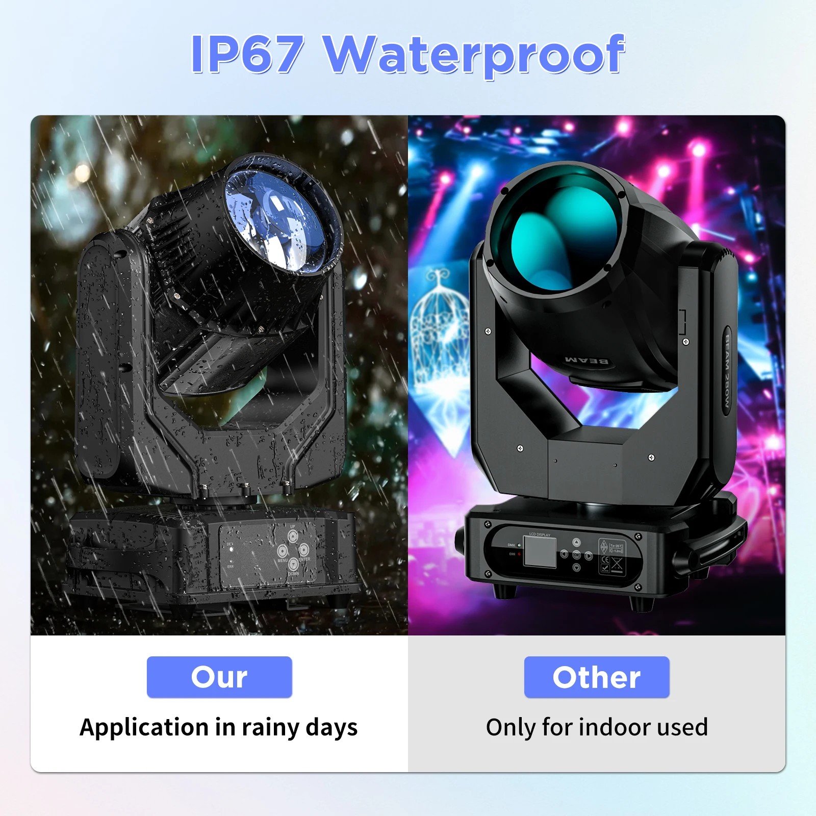 U King Waterproof Mini Beam 250W Moving Head Light DMX512 LED