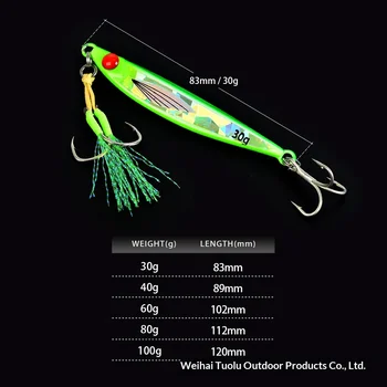 Shore & Boat Sea Fishing Iron Plate Metal Jig No Hooks Night-Luminous 40g-100g Bait for Sea Bass Spanish Mackerel & Cutlassfish – Metal Jig – view 5