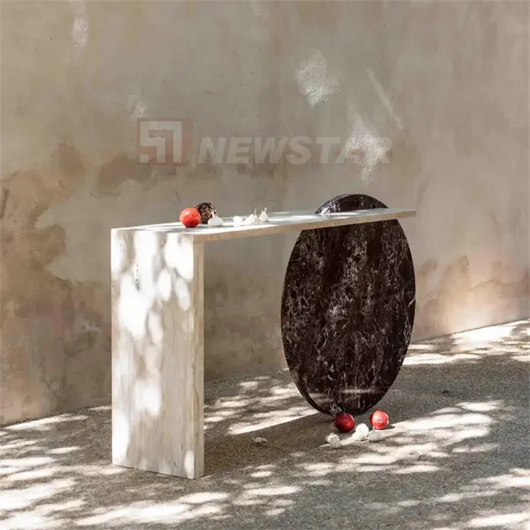 Italian Minimalist Travertine Hallway Console Table Custom Design Home Decoration Porch Table Natural Marble Console Table