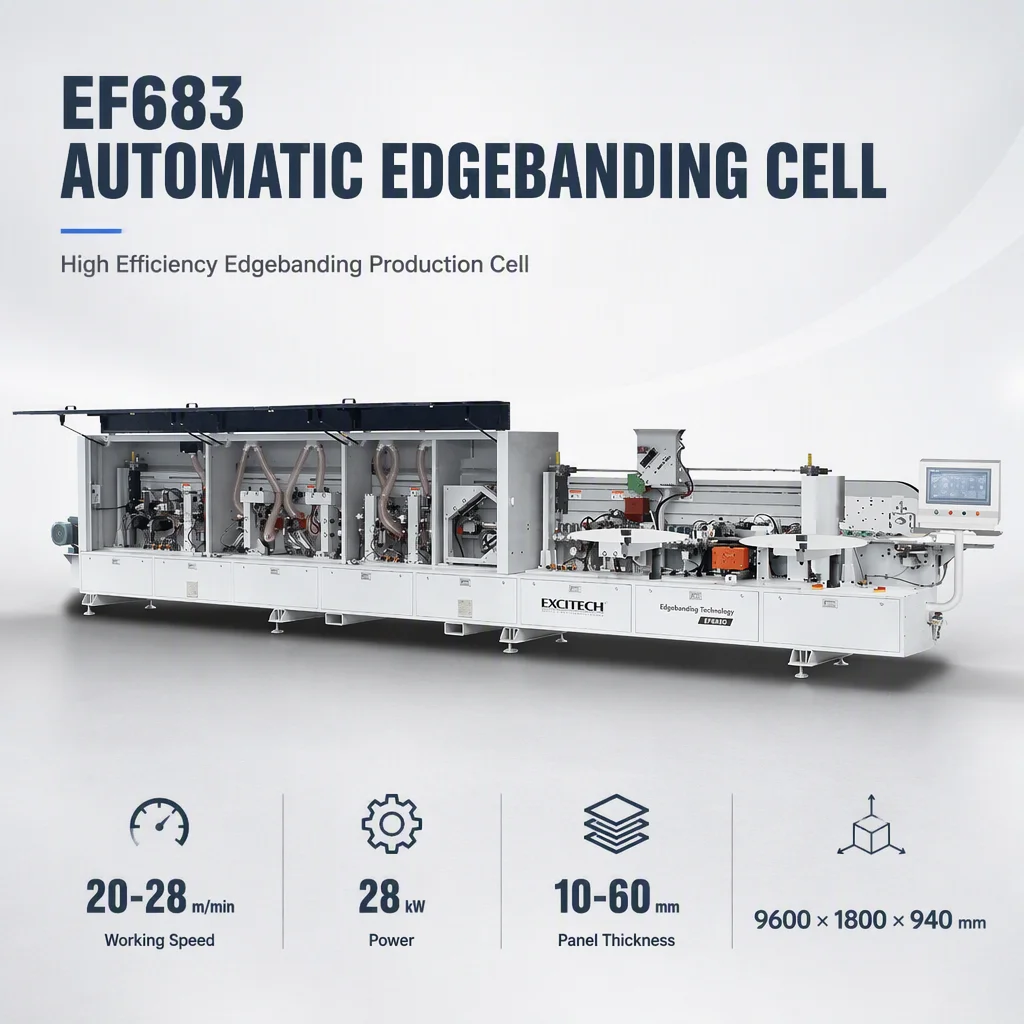 High Efficiency Edgebanding Production Cell Wood Edgebander for Door Cabinet