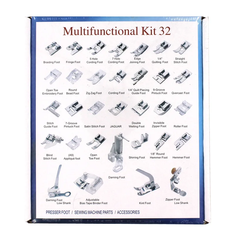 Набор прижимных лапок 32 шт. портативный дизайн для швейной машины с низким хвостовиком детали швейных машин Brother Singer Janome