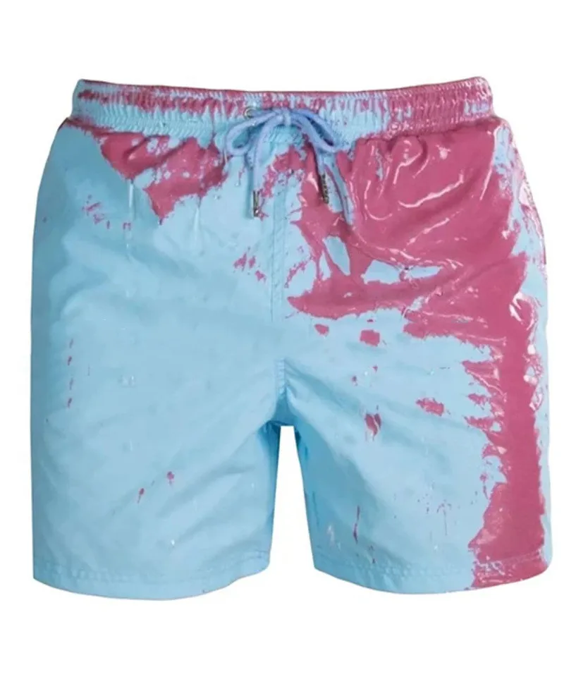 summer mens warm color changing shorts 100 % polyester for men swim beach shorts for men613_voghion.com