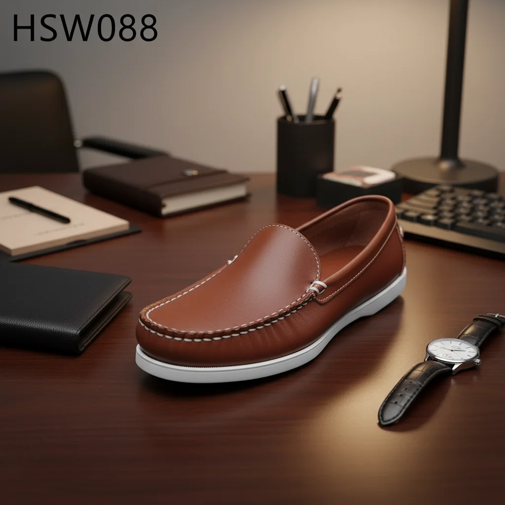 ZYF,Block Wandering slip on Style Hand Stitching Brown Boat Shoes Odor Resistant Moccasins Shoes Popular in Spain HSW088