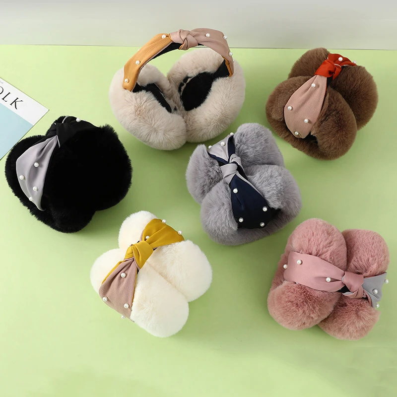 MIO Korea Pearl Knotted Headband Ear Muffs - Winter Cozy