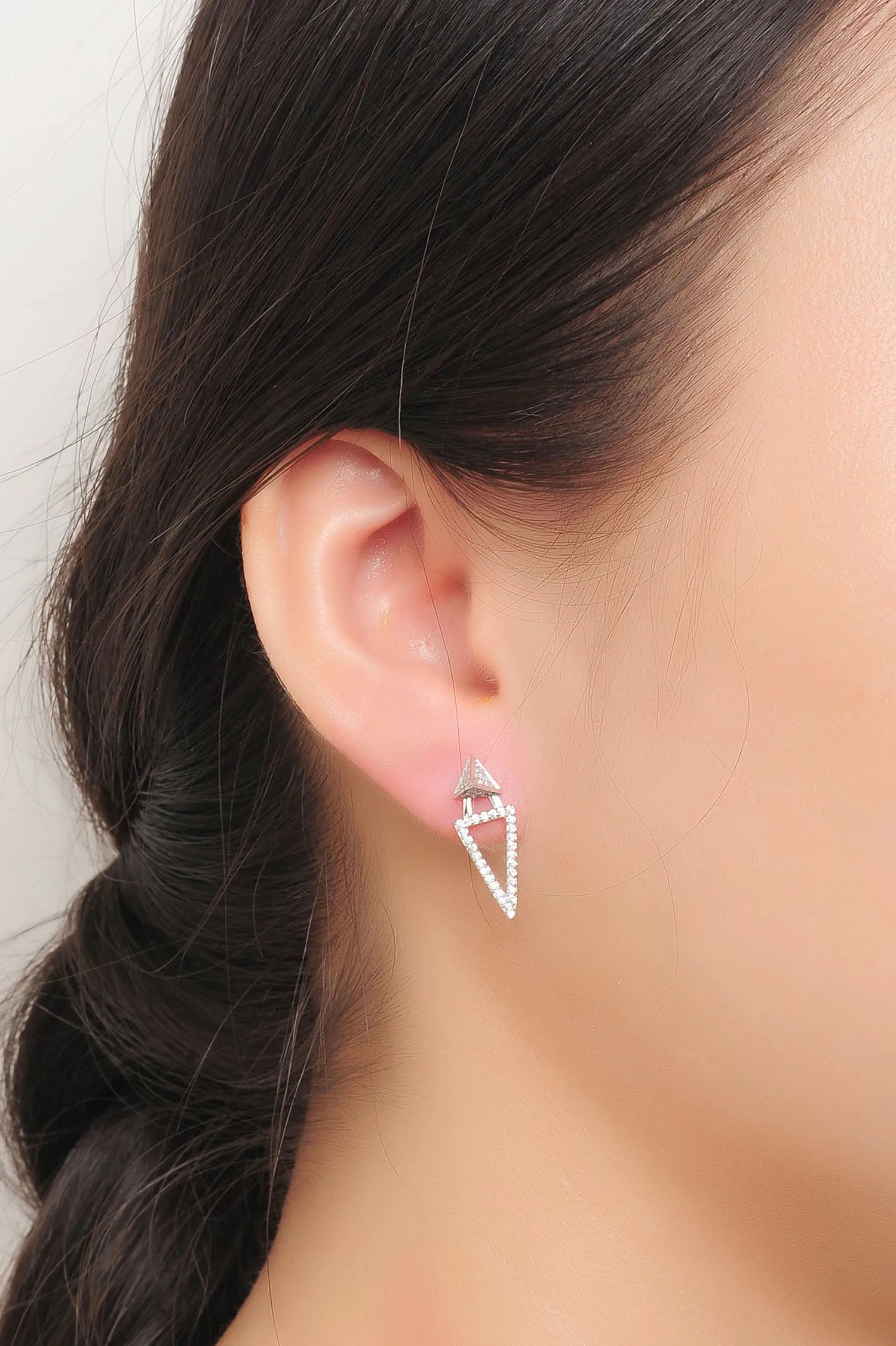 Luxury Jewelry Earring 925 Sterling Silver Women Fashionable CZ Triangle Stud Earring(图6)
